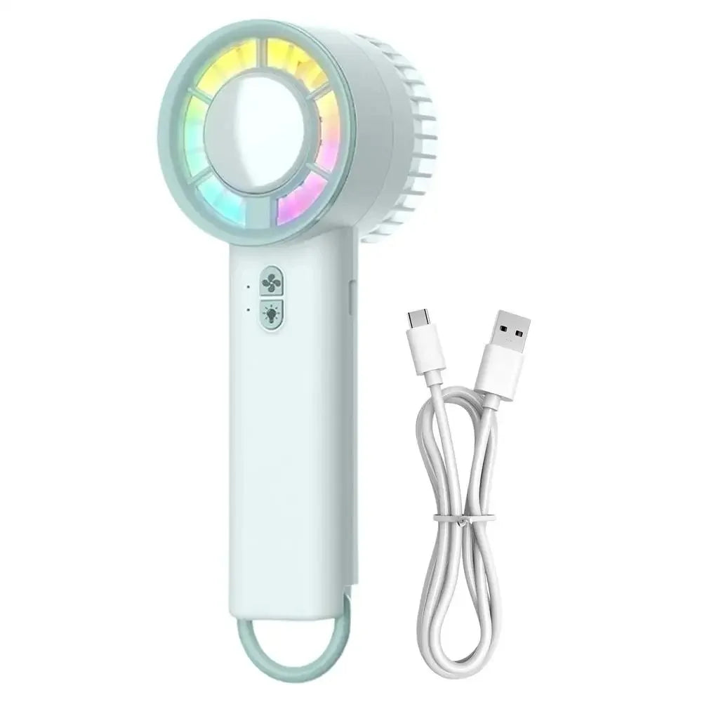 Portable Handheld Electric Fan Powerful 3 Modes Quiet Ventilador with Light for Outdoor Home Tent Trip Desk Car Beach Golf