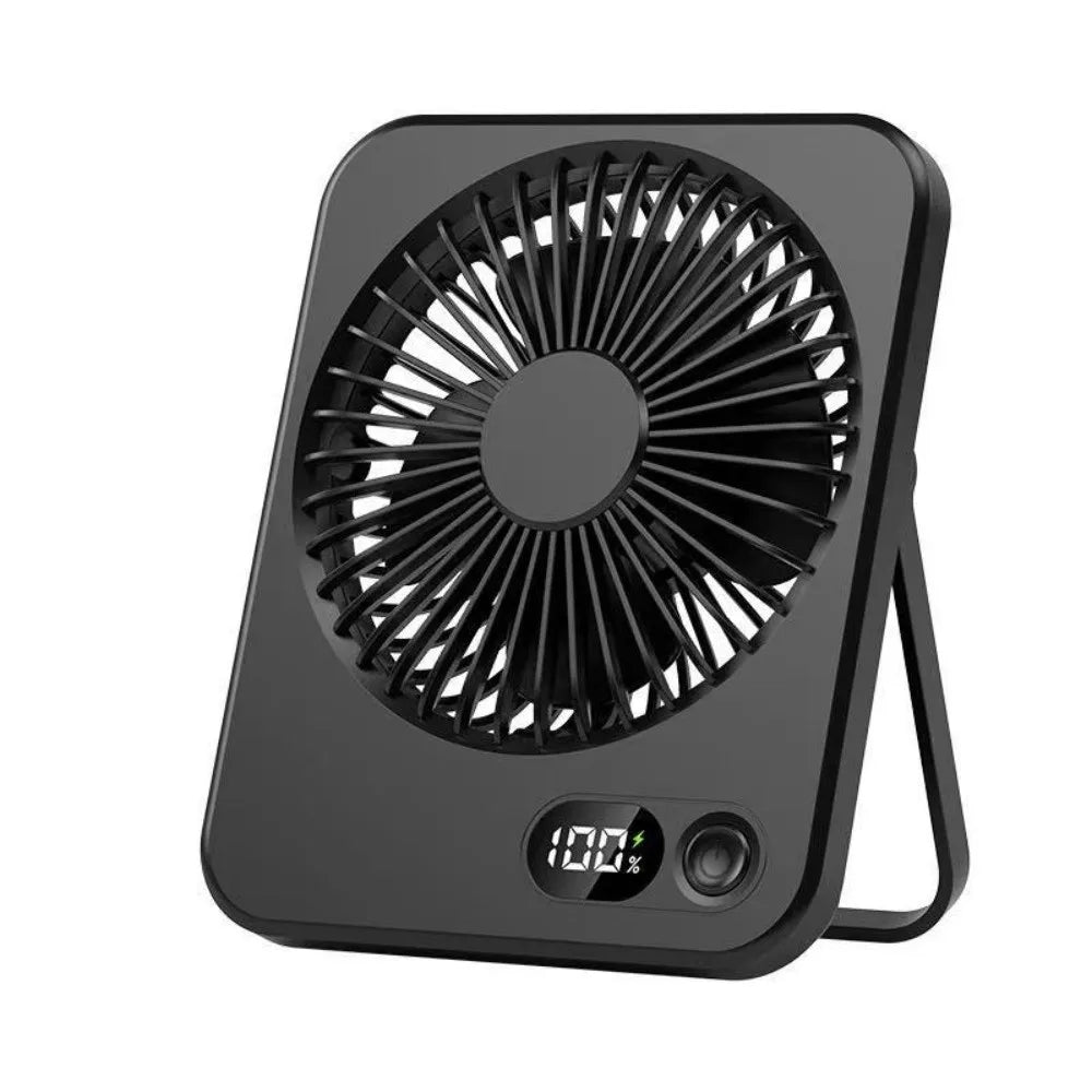 Portable Mute Desktop Fan With Power Display USB Rechargeable Mini Handheld Fan 5 Speeds Adjustable Cooling Fan Home