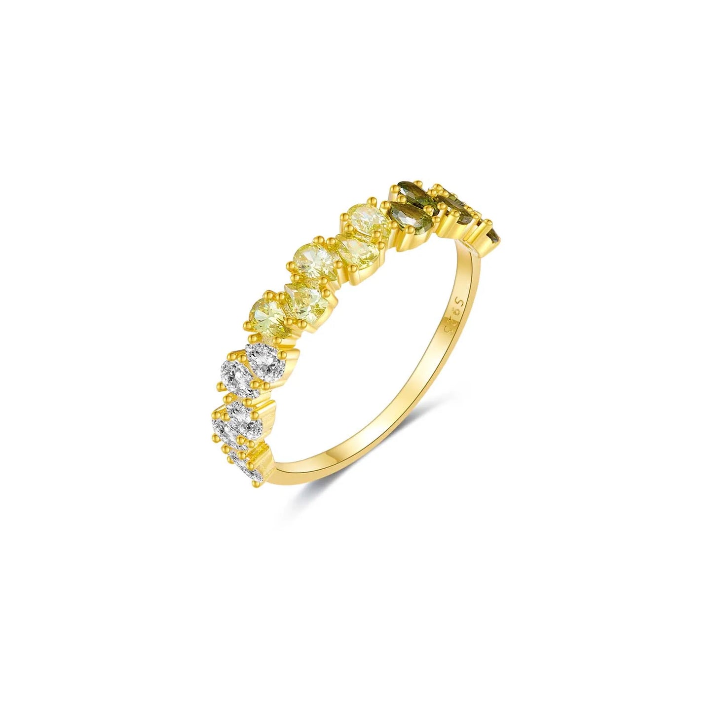 ANDYWEN New 925 Sterling Silver Pear Green Olive CZ Zircon Colorful Ring Women Luxury Fine Jewelry 2024 Spring Fine Jewelry