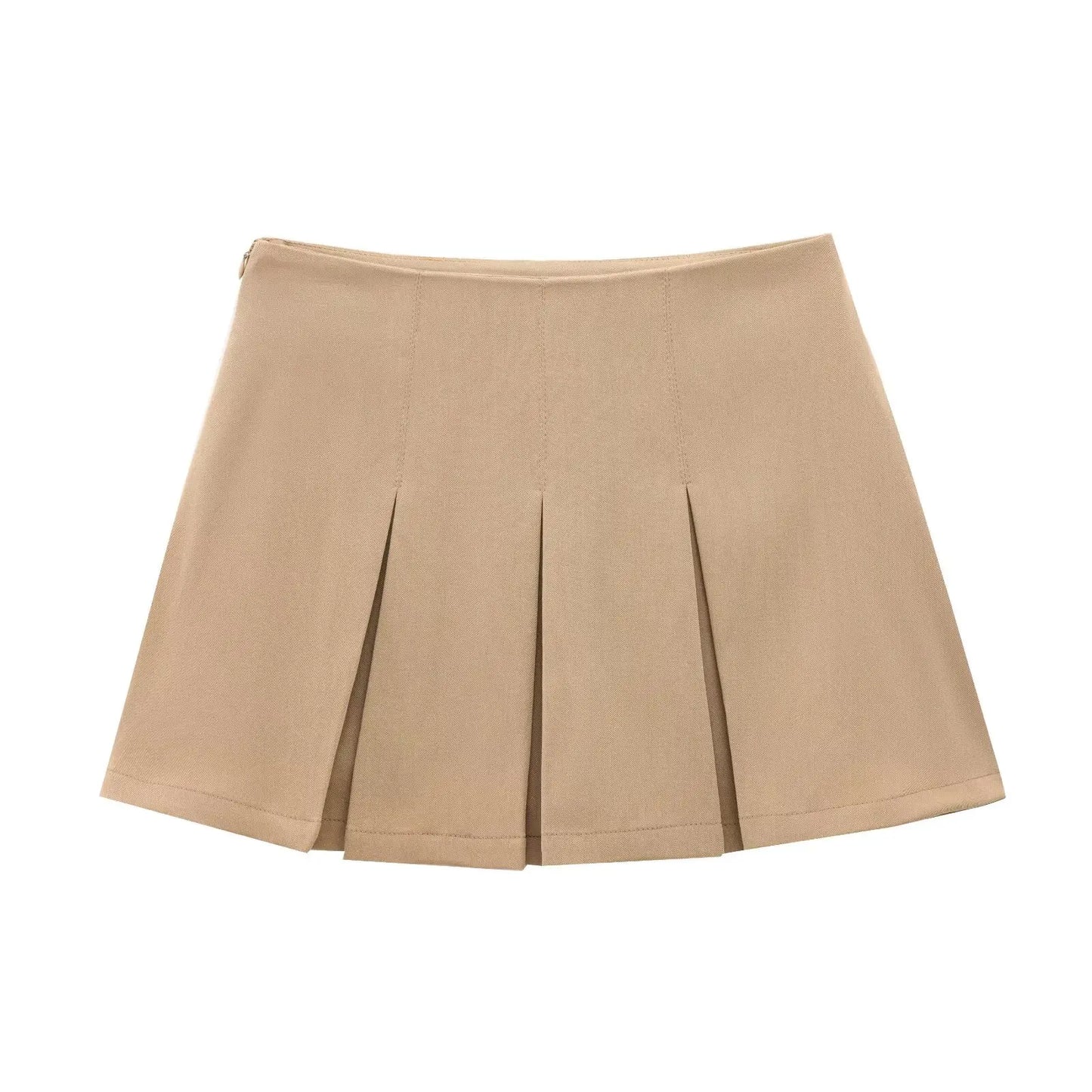KONDALA Romantic High Waist Mini Skirts Women's Wide Pleated Elastic Waist Skirt with Safety Pants 2025 Casual Versatile Skirt