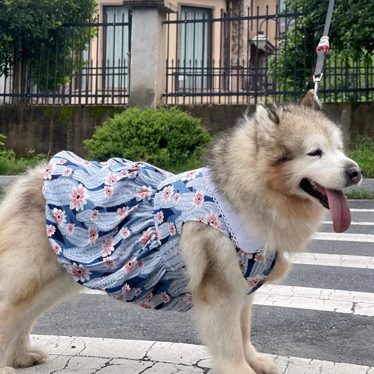 Pet Clothing Spring Summer Big Dog Dress Full Wall Deep Forest Skirt for Cat Teddy Golden Retriever Alaska Satsuma
