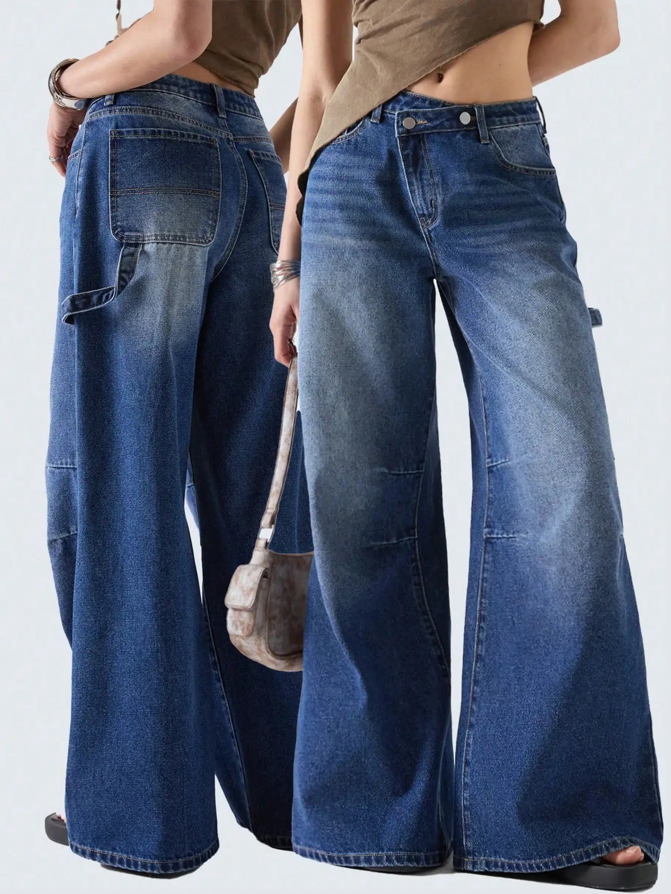 American retro wide leg jeans for women spring new style versatile and easy to wear