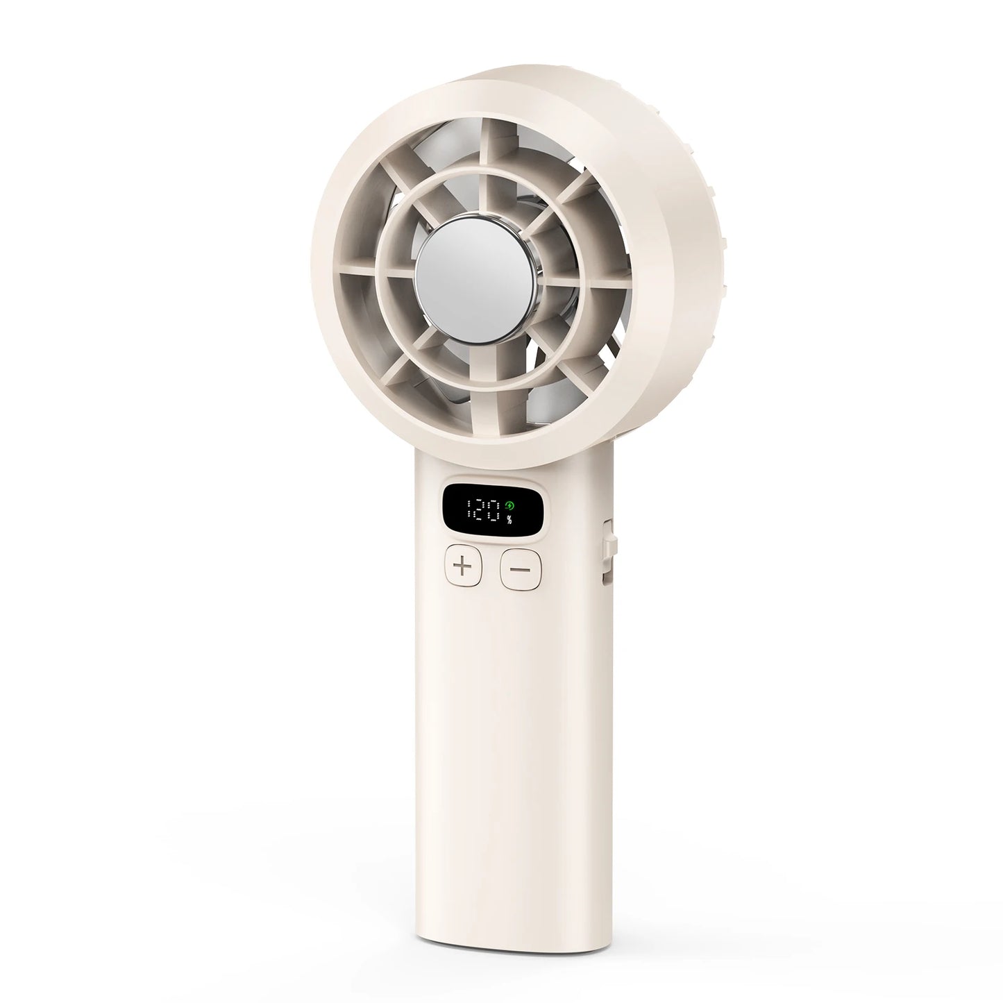 Portable Handheld Fan, 5 Speeds, LED Screen, Rechargeable Battery, Quiet Strong, 2-in-1 Desktop USB Fan for Home Office Travel