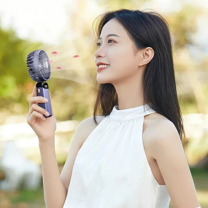 Portable Handheld Mini Fan, Foldable Neck-mounted Fan, 5-speed USB Rechargeable Fan, Essential for Summer Use