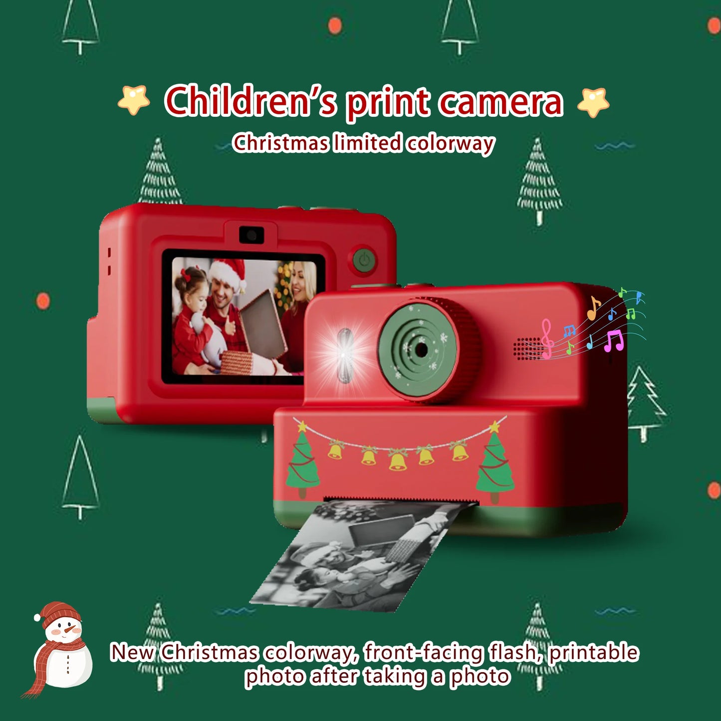Digital Children Camera Photography Instant Print Photo Kids Video Recorder Mini Thermal Printer 1080P HD Video Christmas Gifts