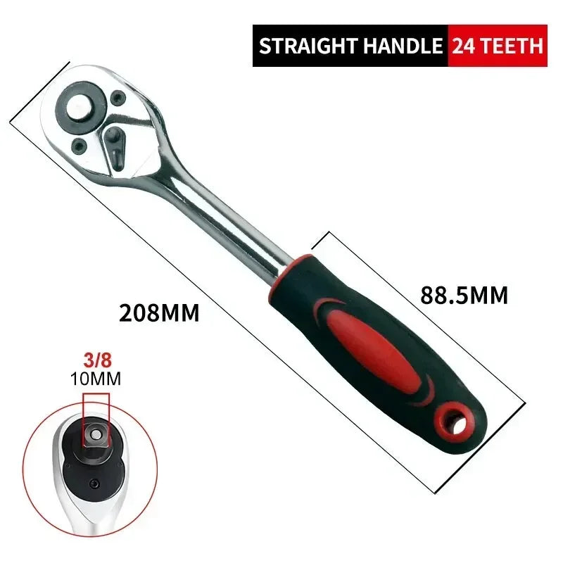 24 Teeth 1/4" 3/8" Inch Torque and Ratchet Wrench Quick-release Reversible Professional Heavy Duty Ratchet Hand Tools Car Tools