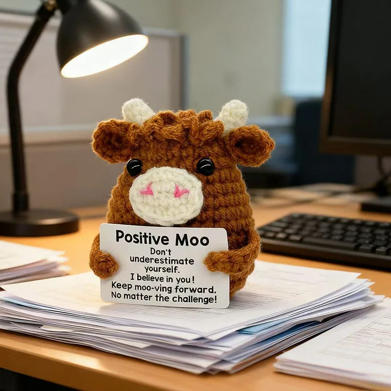 Gifts for Him Her Boyfriend Girlfriend Handmade Positive Crochet Cute Cow Emotional Birthday Christmas Desktop Decorations