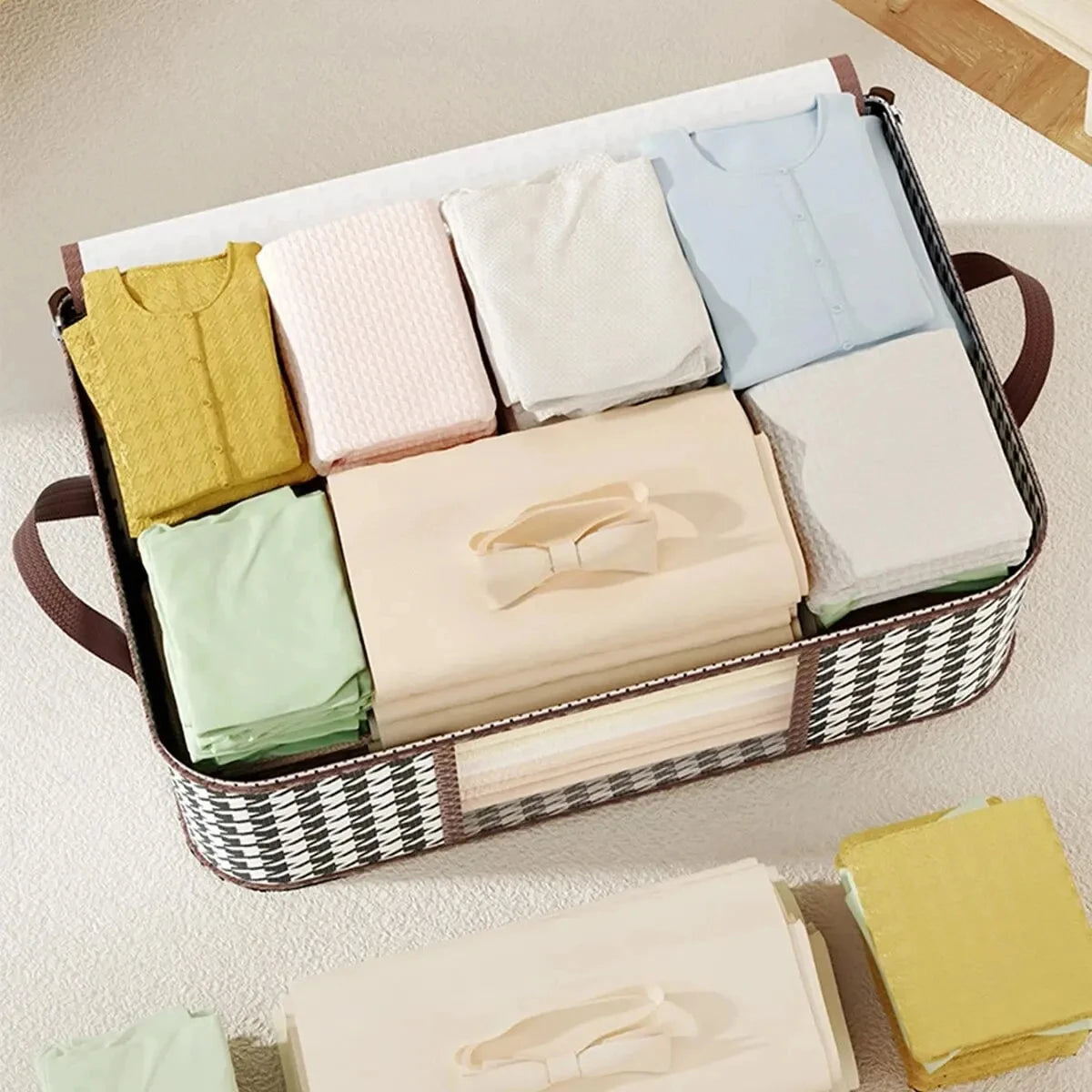 Foldable Storage Box with Handle - Clear Window & Dustproof Zipper, Large Capacity Organizer for Clothes, Bedding, Home Use
