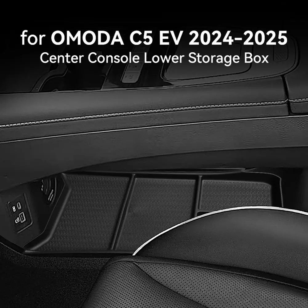 Center Console Lower Storage Box For Chery OMODA 5 C5 E5 EV Model 2024 2025 Organizers Accessories Tidying Black G7I3