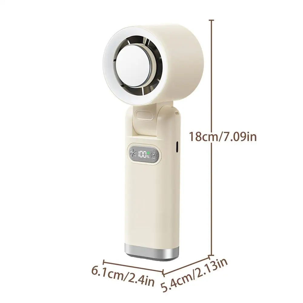 Portable handheld fan Handheld 5 Speeds LED Lights Foldable Rechargeable Device Personal Fan LED light folding cooling fan