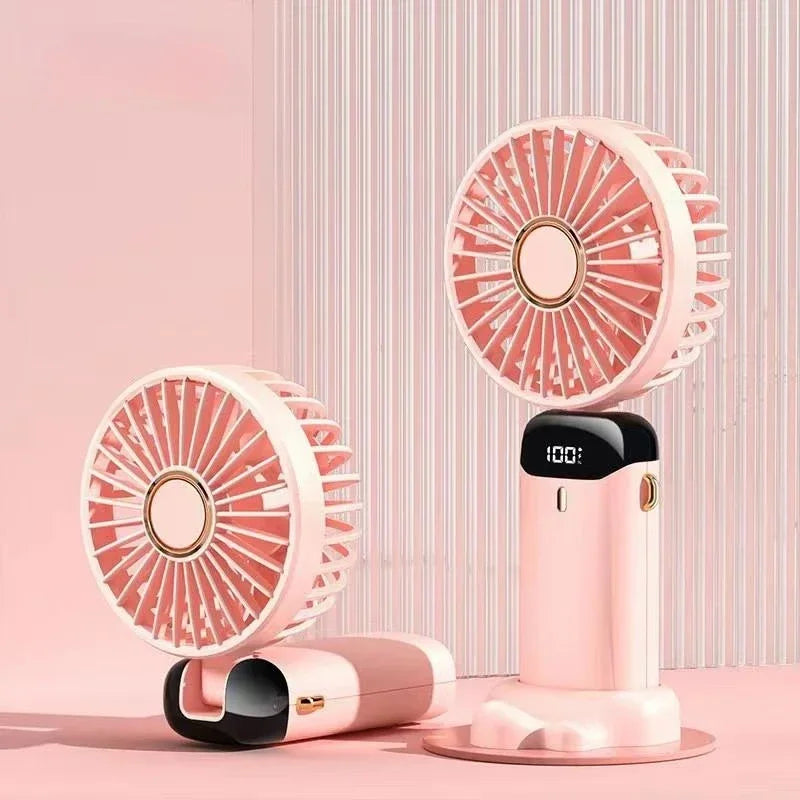 Portable Handheld Personal Rechargeable Fan LED Digital Display 90°Adjustable Rechargeable Fan , 5 Speed Wind Mini Aromatherapy