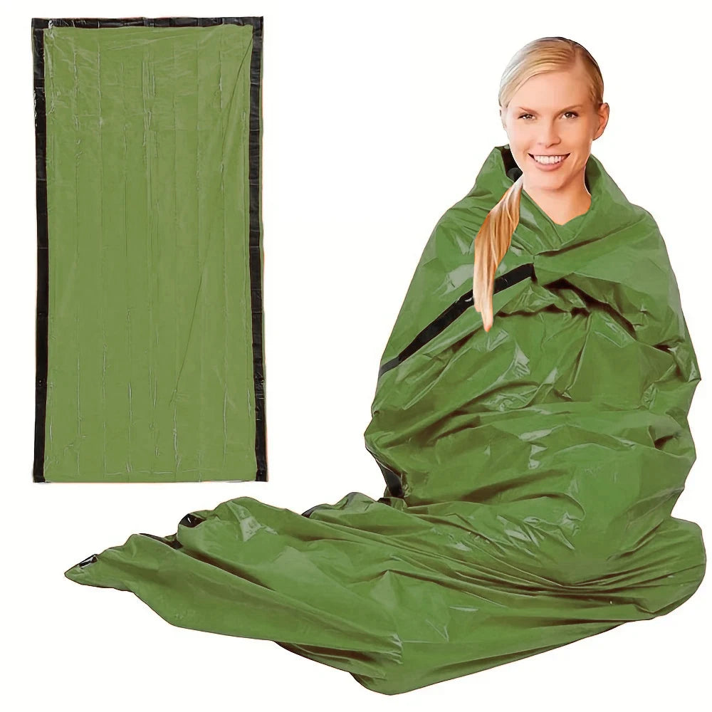Outdoor Waterproof Sleeping Bag Portable Emergency Survival Sleeping Bag EDC Camping Equipment Aluminum Film Insulation Blanket