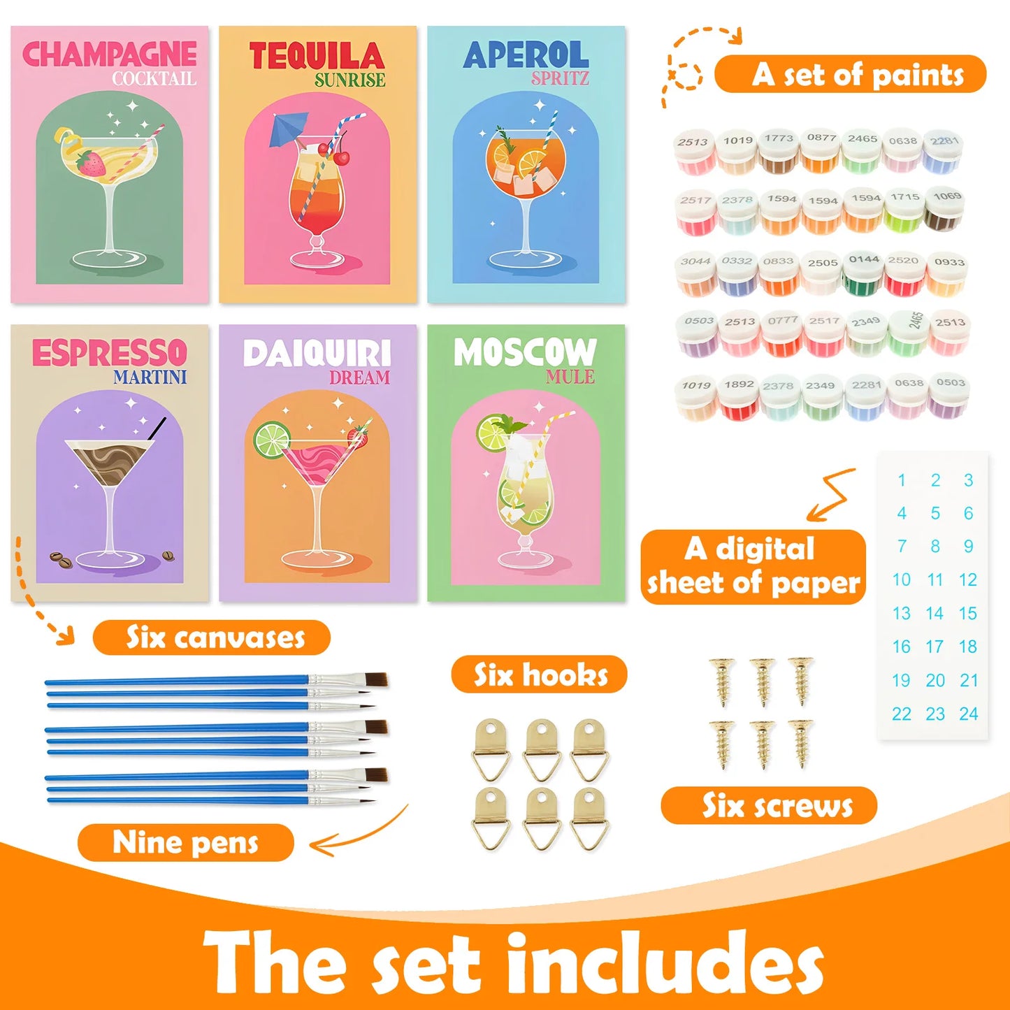 Oil Painting Set Wiht Hanger For Wall Hanging Decor Painting Brush, Acrylic Paint and Canvas Easels, Art Paint Set for Beginner