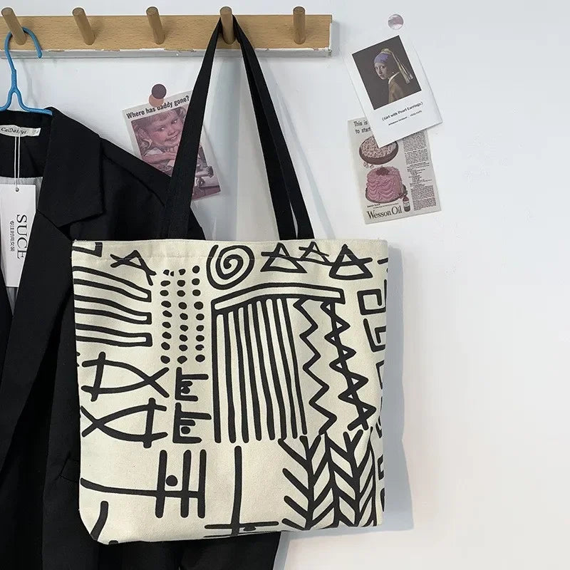 Women Canvas Tote Bag Fashion Korean Cotton Cloth Eco Reusable Shopping Bags Large Ladies Shoulder Shopper Bag Student Handbags