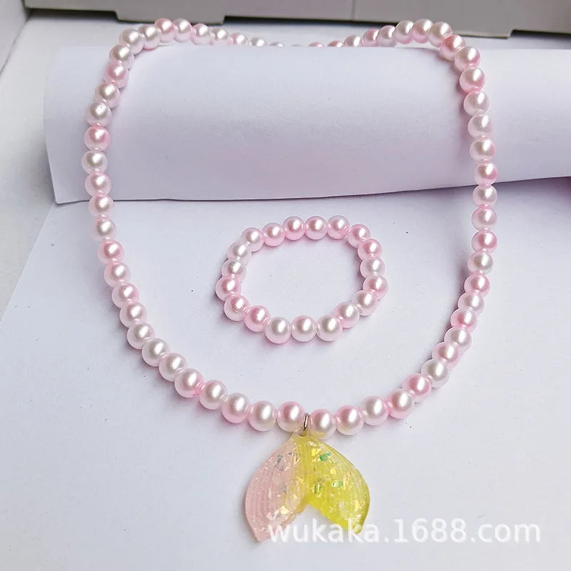 children's necklace three-piece set unicorn necklace rainbow necklace mermaid necklace