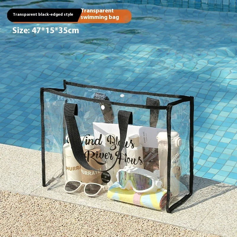 Portable Waterproof Clear Cosmetic Bag Travel Toiletry Organizer Case Beach Makeup Pouch Large Capacity Shower Bag for Outdoor