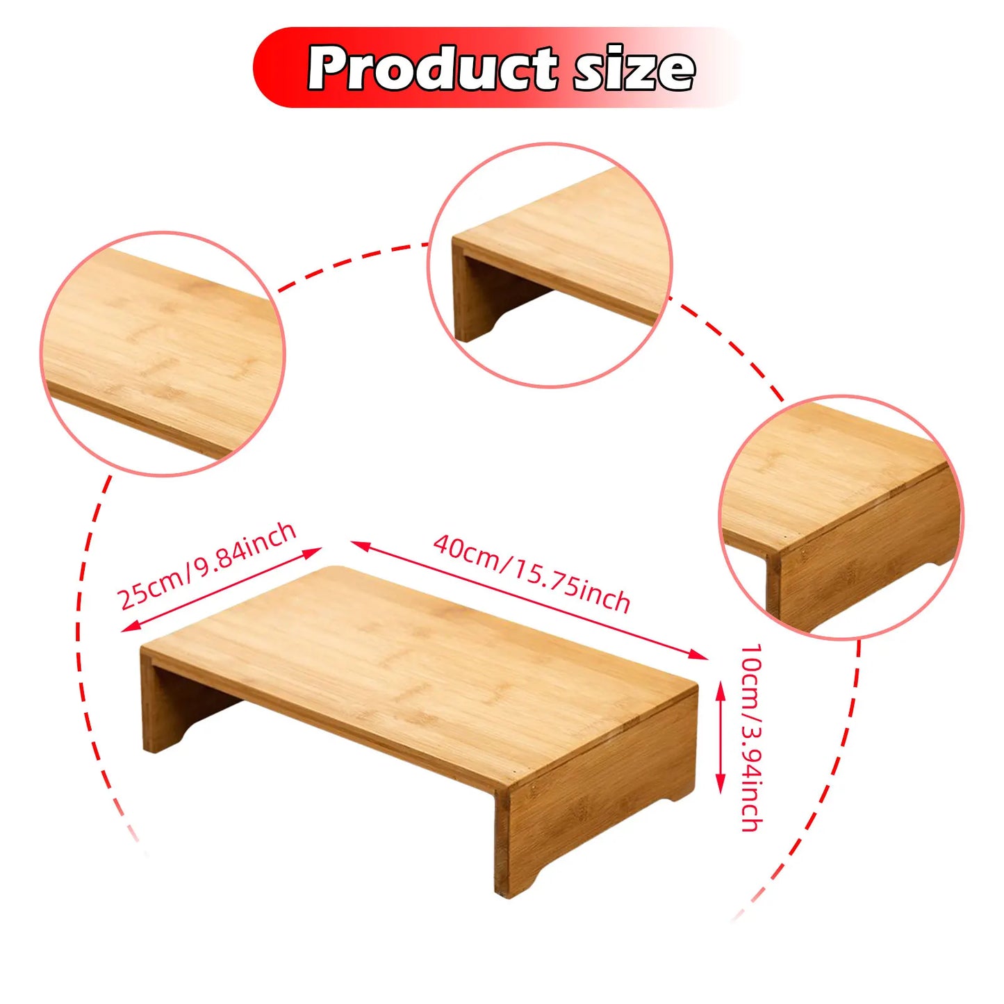 Wooden Office Footrest Adjustable Height Foot Rest Portable Non-Slip Under Desk Footstool for Working And Gaming