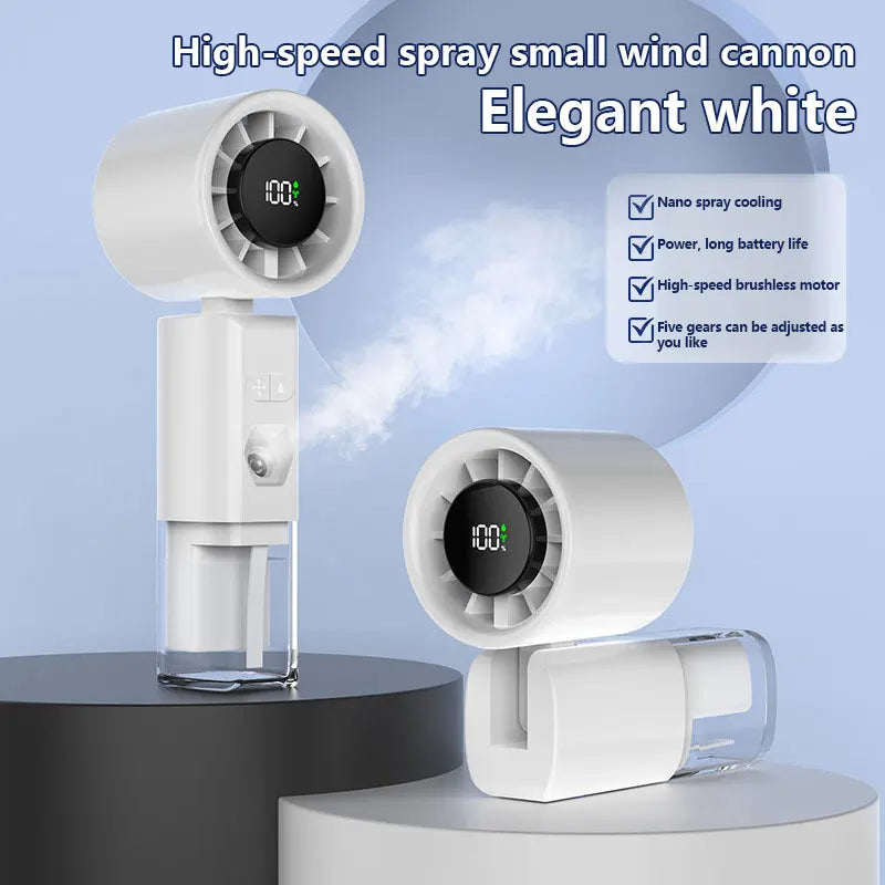 Portable Handheld Spray Fan Strong Wind Water Spray Mist Fan Low Noise Handheld Misting Fan USB Rechargeable Foldable Small Fan