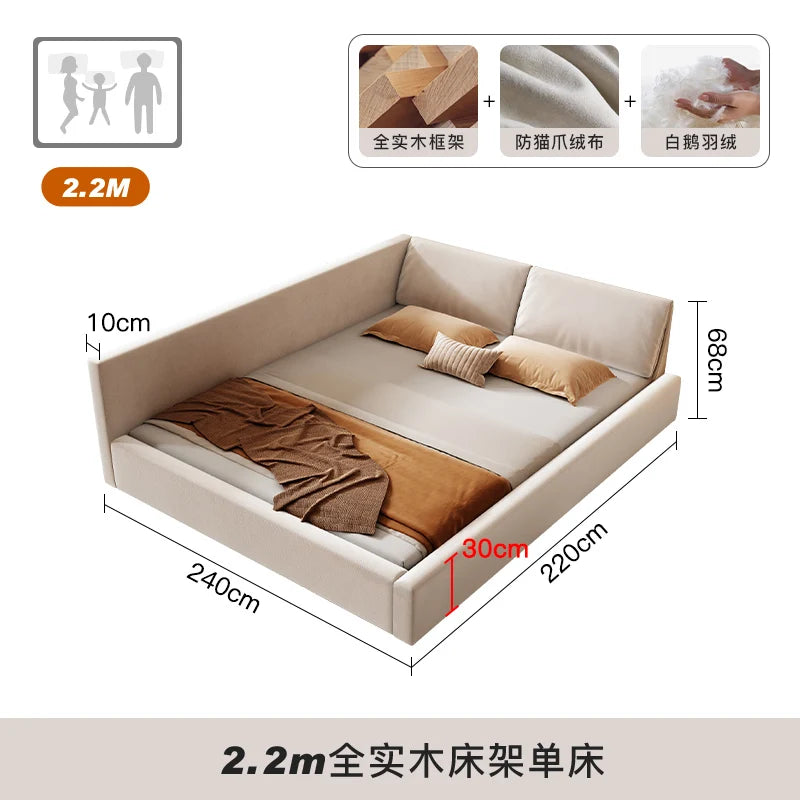 Bedroom Aesthetic Bed Modern Luxury Frame Rail Multifunctional Bed King Size Headboard Camarotes Para Dormitorio Furnitures