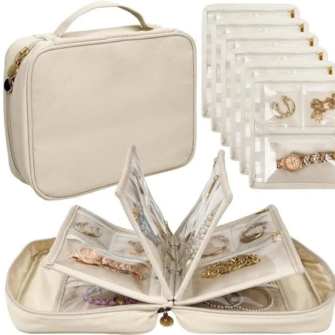 Travel Jewelry Organizer Case,Jewelry Bags Jewelry Storage Book Binder with Clear Zipper Velvet Pouch for Traveling,Earrings