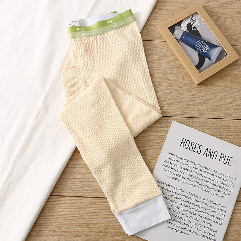 Baby Cotton Thermal Underwear Bottoms Men Winter Warm Long Johns Male Youth Student Bugle Pouch Leggings Male Slim Fit Sleepwear