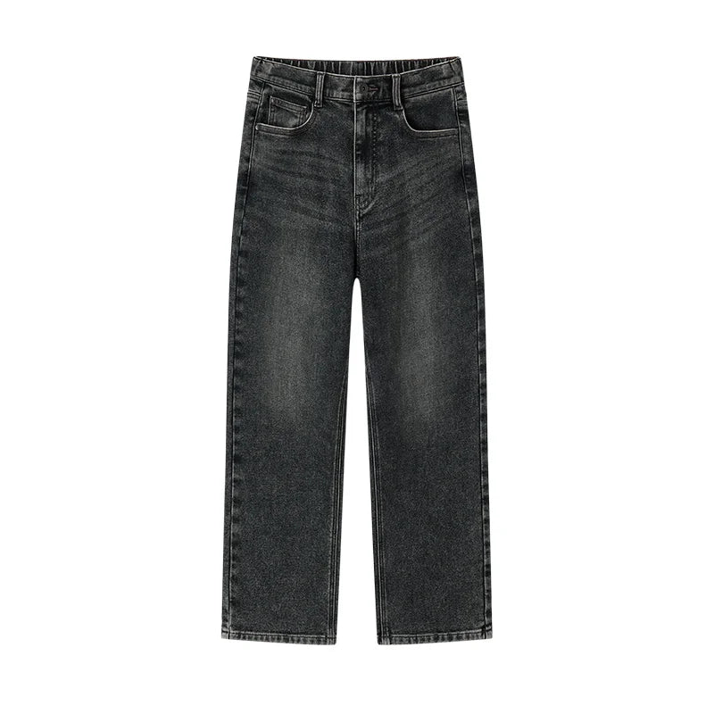 Semir Jeans Women Frayed Trousers 2024 Winter New Loose Straight Leg Pants Denim Trousers