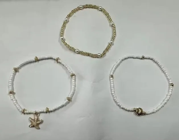 Cute Starfish Shell Rice Bead Multilayer Anklets For Women Foot Chain Ankle Bracelet Beach Jewelry Summer Accessories