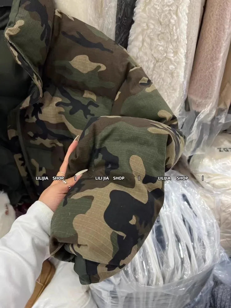 Fashion Trend Camouflage Coat Cotton Clothing Women's Winter New Thick Jacket Vintage Punk Short Coat Women Chic Parkas