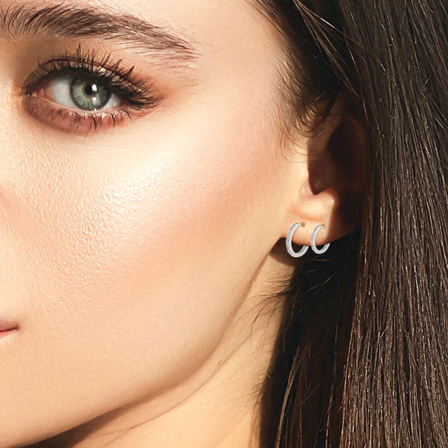 S925 Sterling Silver Pin Earrings Fashion Hoop Earrings White Gold Plated Earrings Nickel Free Earrings