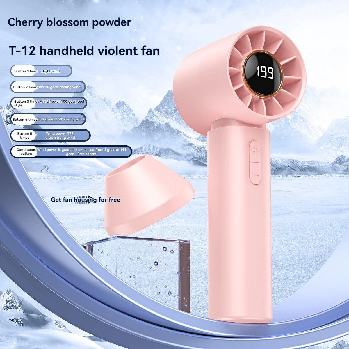 New Portable Mini Handheld Fan with LED Display USB Rechargeable Battery Outdoor Fan