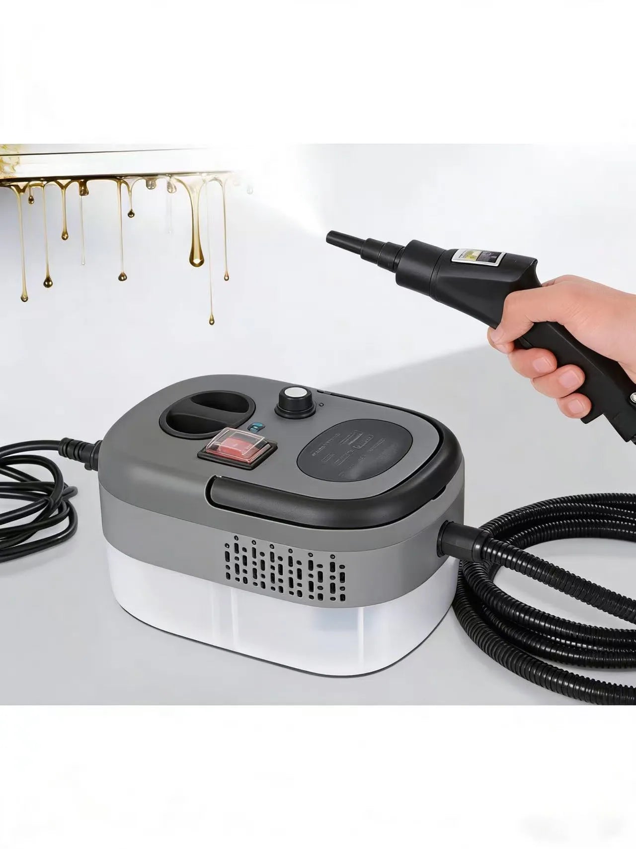Compact Handheld Steam Cleaner: Pressurized High-Temperature Steam Machine withBrush Attachments for Kitchen and Car Detailing