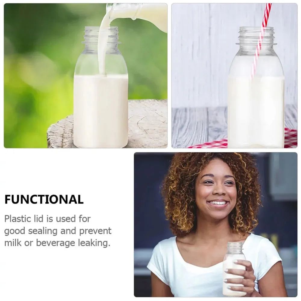6 Pack Plastic Bottles 100ml Milk Bottles Juice Bottles Leakproof Milk Bottles Portable Beverage Bottles Plastic Water Bottles