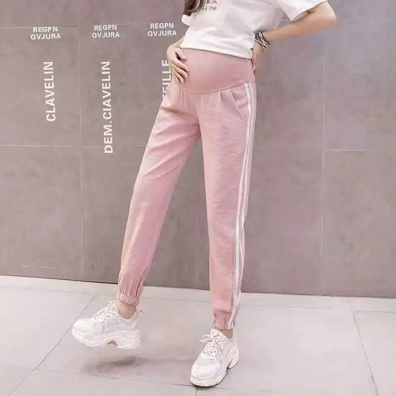 plus size 2XL Maternity loose Pants For Pregnant Women Casual Clothes Pregnancy Trousers Ankle Pants Black Pocket Clothing