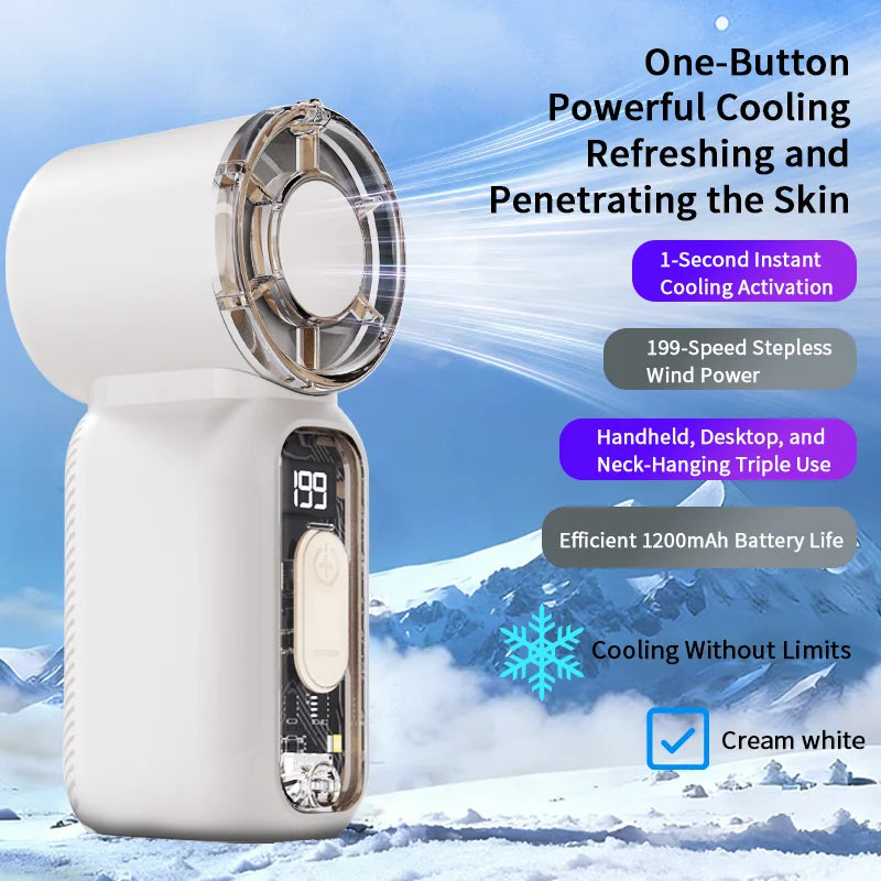 Best Selling Summer Super Mini Rechargeable Handheld High Speed Fan Powerful Wind Ultra-Quiet Fan Digital Display