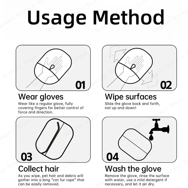 Pet Hair Removal Gloves Static Free Bidirectional Brushing Grooming Tool for Dog Cat Sofa Carpet Clothes Cleaning grooming glove