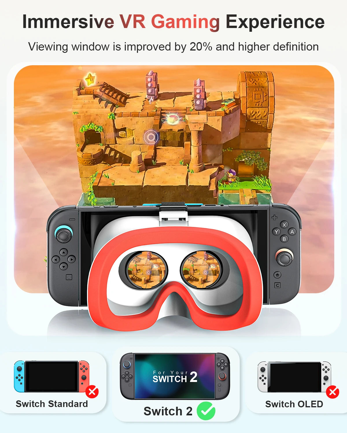 Switch 2 Virtual Reality VR Glasses with Adjustable HD Lenses and Comfortable Head Strap, Labo VR Kit for Switch 2