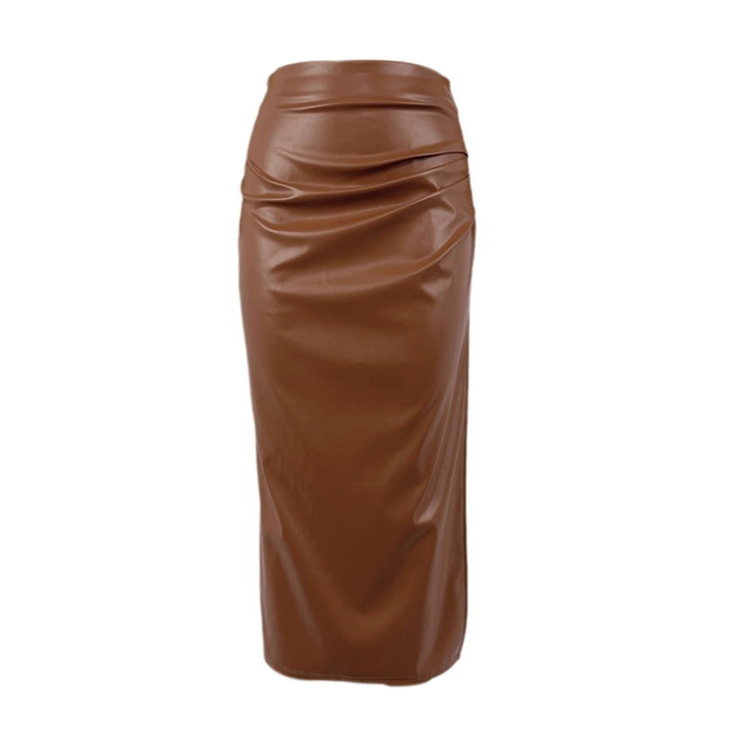 Women's Faux Leather Skirt Hip Wrapped Skirt Elegant High Waist Slim Fit Hip Office Lady Midi Skirts A-Line Fashion Casual Skirt