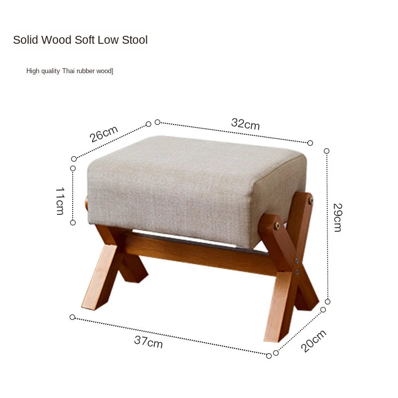 Solid Wood Small Stool Shoe Changing Stool Household Door Bench Low Stool Living Room Square Stool Children's Stool