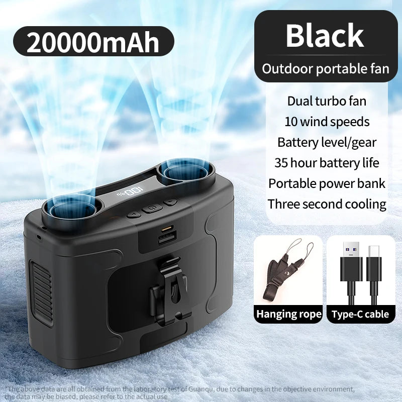 Socoolfan Waist Fan Hanging Outdoor Portable Neck Fan 5/10 Speed Strong Wind for Sports Courier Outdoor Working 10000/20000mAh