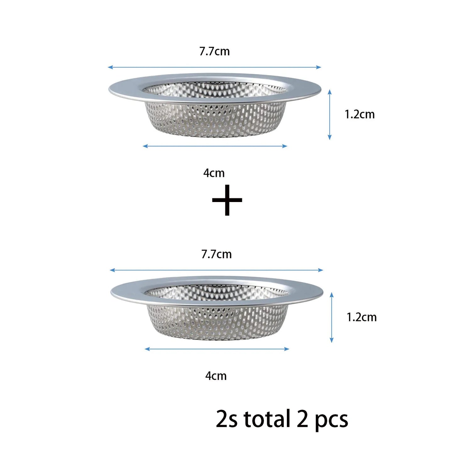 2 Pcs Kitchen Sink Strainer,Stainless Steel Punching Sink Drain Strainer Shower Drain Hair Catcher Bathroom Kitchen Accessories