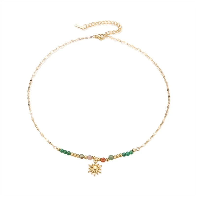 2023 New Fashion Metal Chain Necklace Vibrant Colored Beads Necklace Necklace