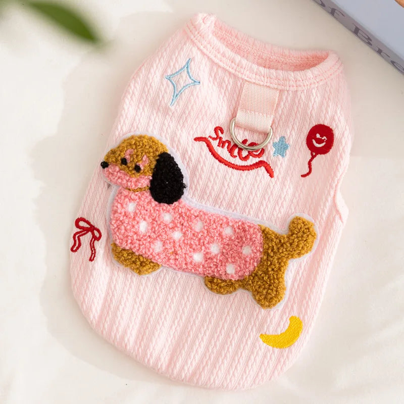 Soft Puppy Clothes Summer Cute Cat Clothes for Small Cat Vest Undershirt Breathable Small Dog Vest Pet Supplies with Hook