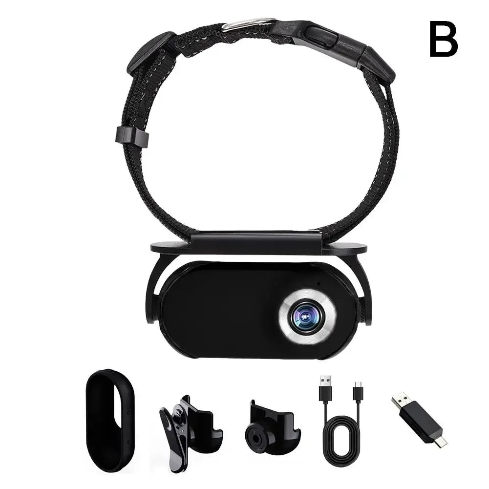 Action Camera Pet Collar Mini Camera Lightweight 0.96in HD Rechargeable Cam for Cat Outdoor Wide-angle Records Video Accessories