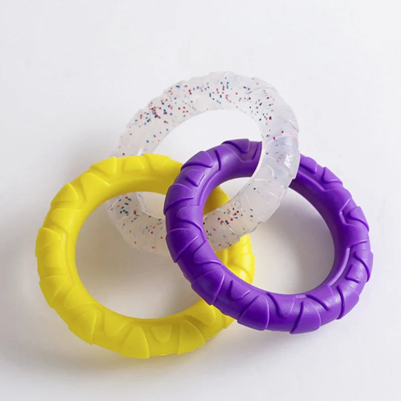Dog Chew Toy TPR Teeth Cleaning Pet Toys For Small Medium Large Dogs Interactive Bite Resistant 3 Ring Tug Dog Toy Pet Supplies