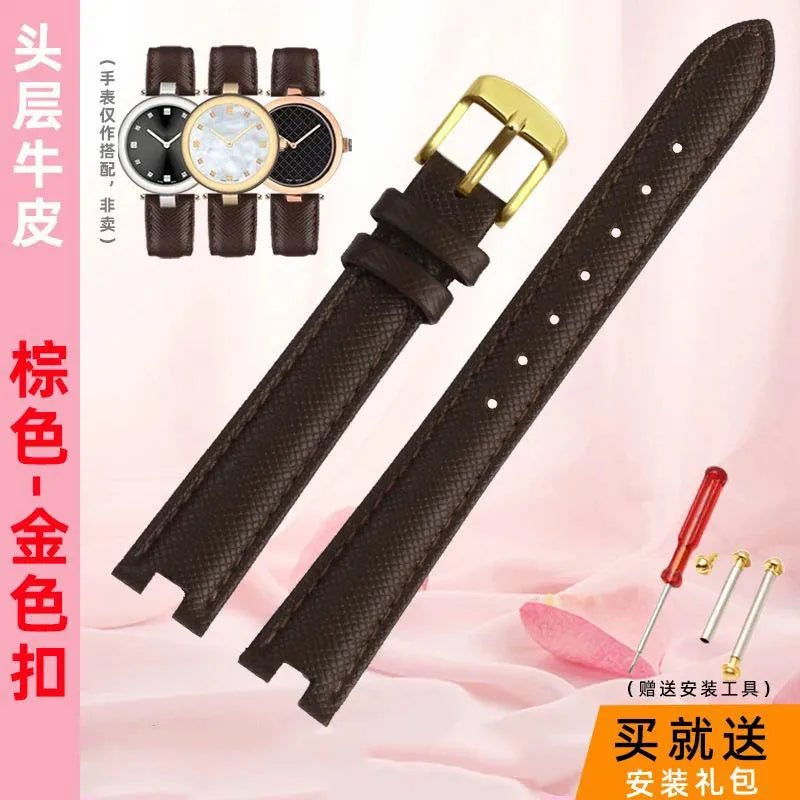 12mm 14mm For Gucci YA141401 YA141404 YA141505 Soft Cowhide Genuine Leather watchband GC women's watch strap Pink red bracelet