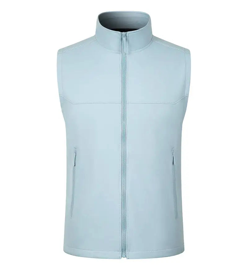 Custom Logo Standing Collar Vest Warm Full Zip Up Sleeveless Jackets Lightweight Outdoor Hiking Vest Man’s Volunteer Waistcoat