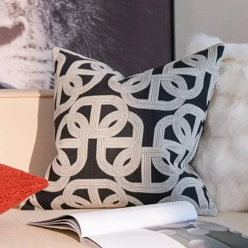 High End Luxury Geometric Jacquard Cushion Cover Modern Premium Pillow Covers Decorative 45x45/50x50cm Home Decor Designer