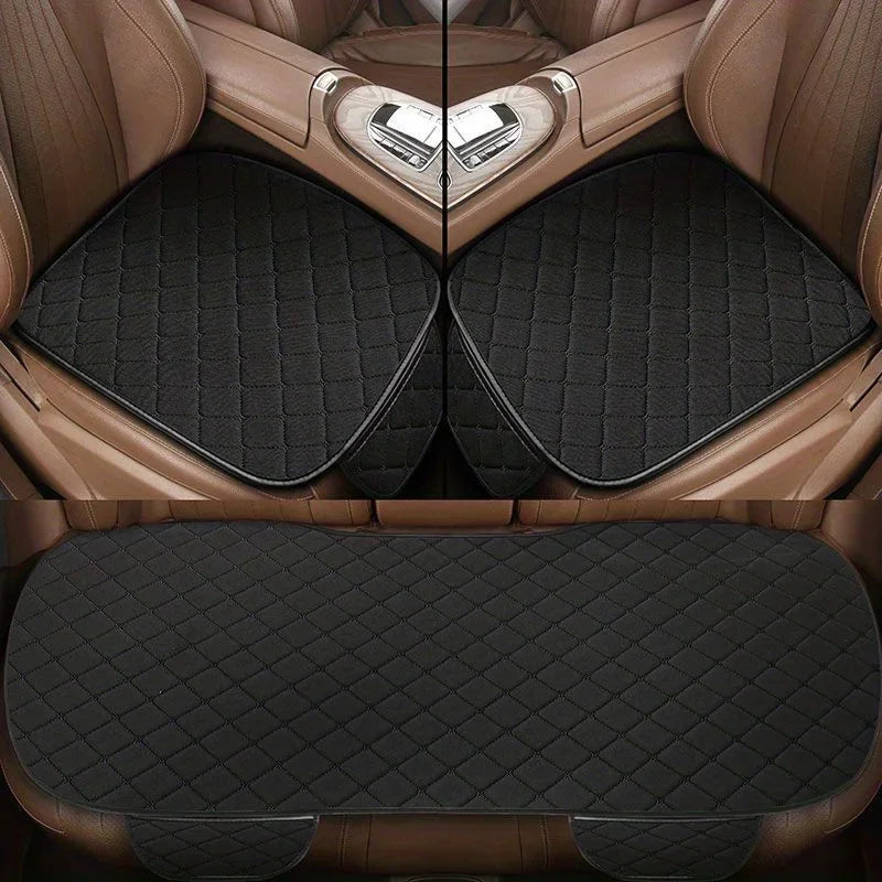 New 3Pcs Cotton and linen Car Seat Cover Set Soft Universal Car Seat Cover Cushion Car Seat Protector Interior Car Accessories