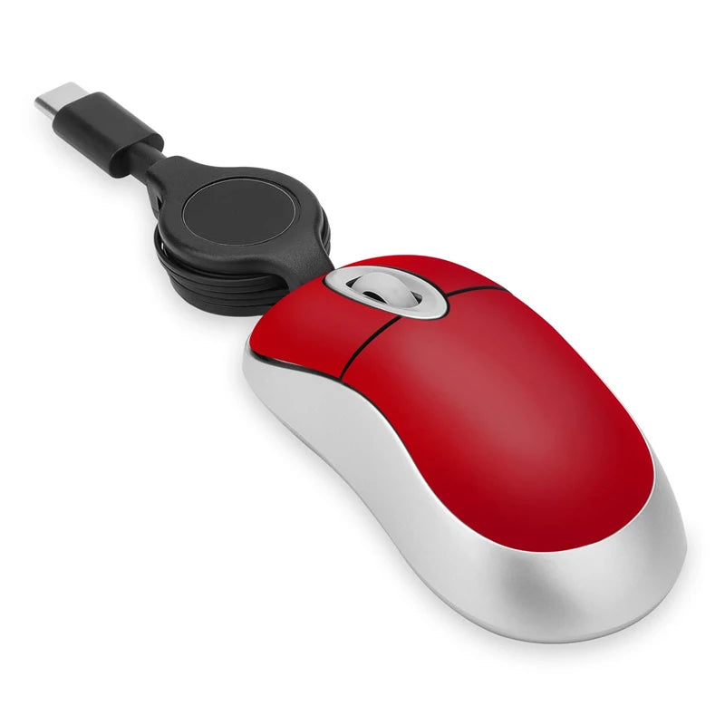 Computer 3 Buttons Mouse Mini Wired Small Hand Retractable USB Cable Adjustable Scalable Gaming Mice Office Kids