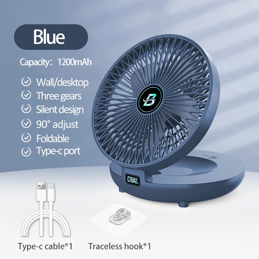 2024 Best Sellers 2IN1 Folding Desktop Fan Portable Air Conditioner Wall Mounted Fan Rechargeable With 3 Gears for Home Office